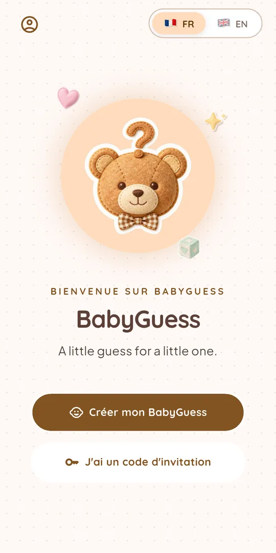 Écran d'accueil de BabyGuess